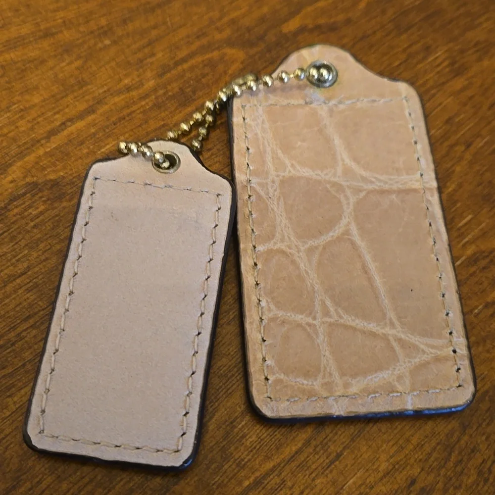 Coach Brown Leather Keychain Set Exotic Giraffe Print - Picture 2 of 2